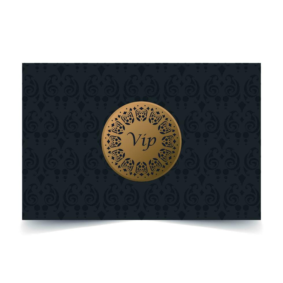 luxury dark vip card in ornament texture vector