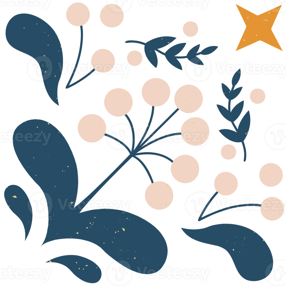 ai generato un' fiore e foglia design con un' stella png