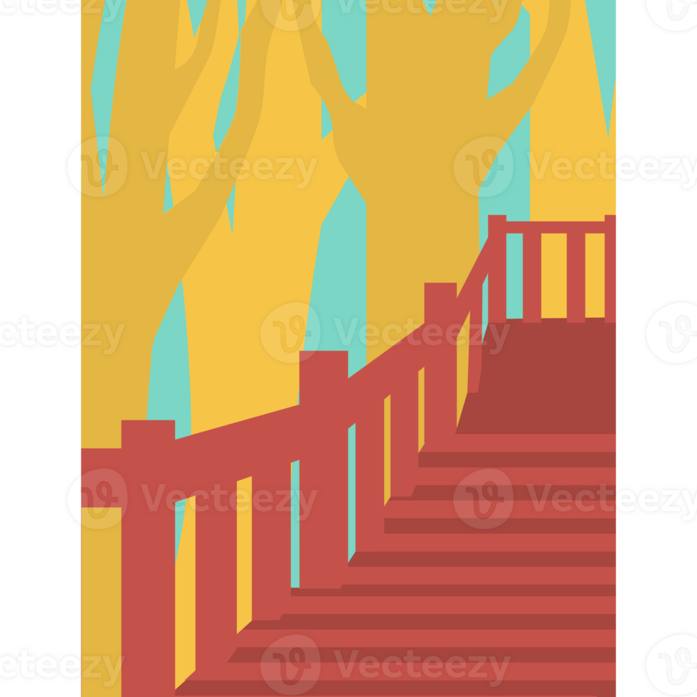 AI generated a wooden bridge with trees and a path png