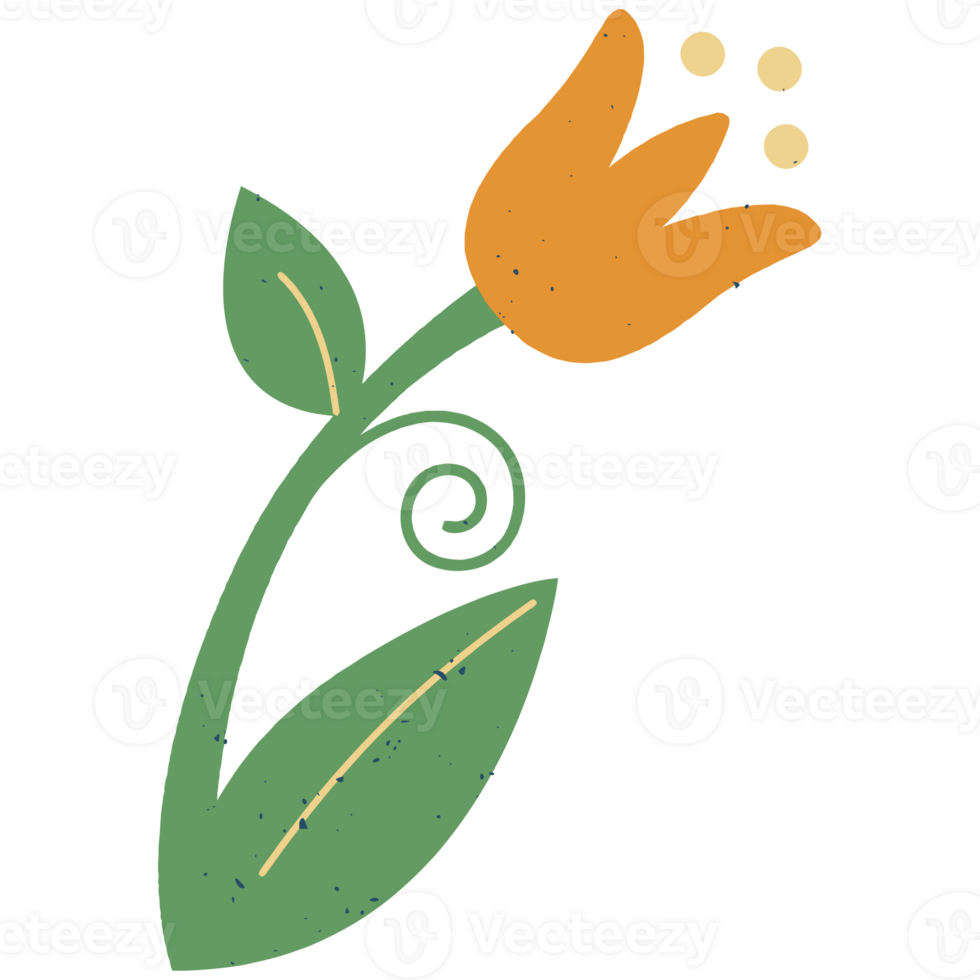 AI generated an orange flower with leaves and leaves on a transparent background png