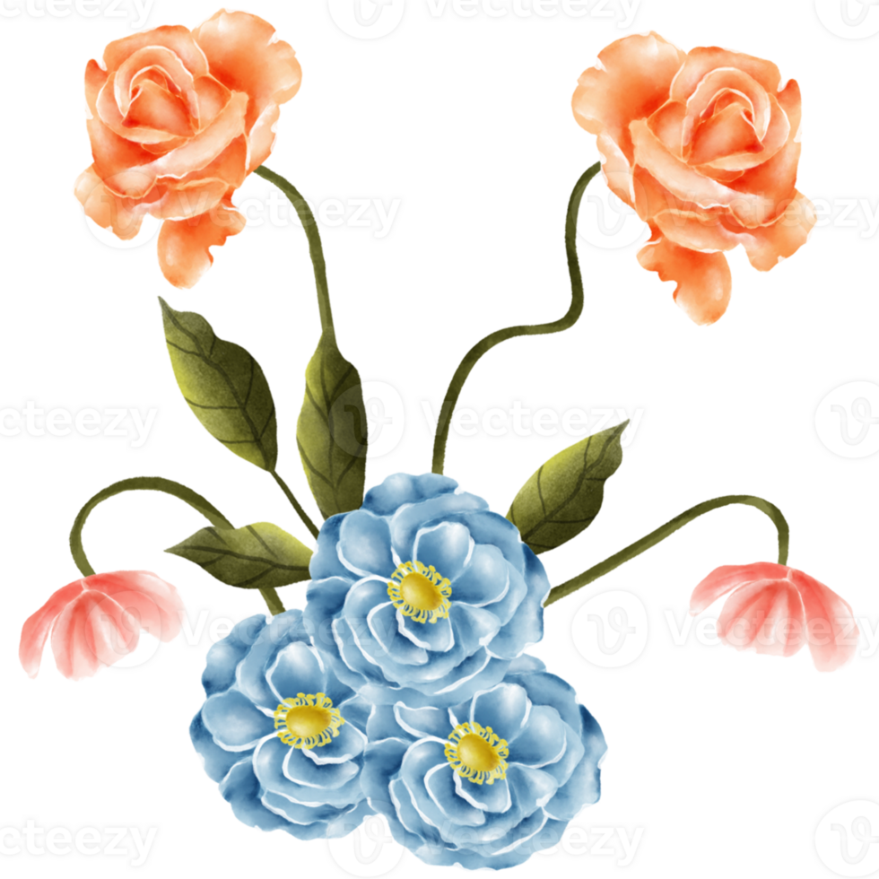 AI generated a bouquet of flowers on a transparent background png