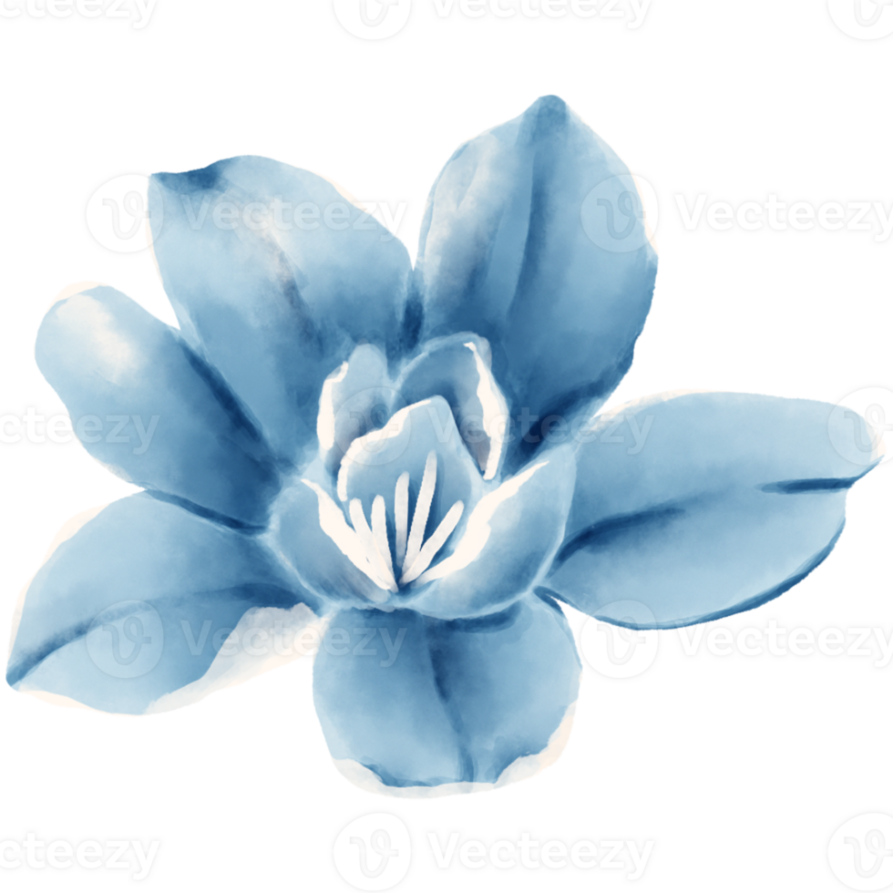 AI generated blue flower watercolor clipart png