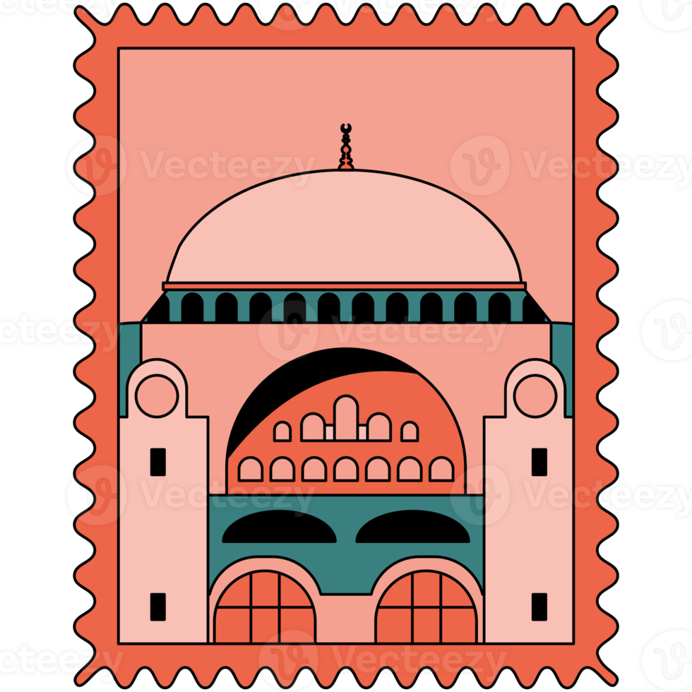 AI generated a stamp with a picture of a mosque png