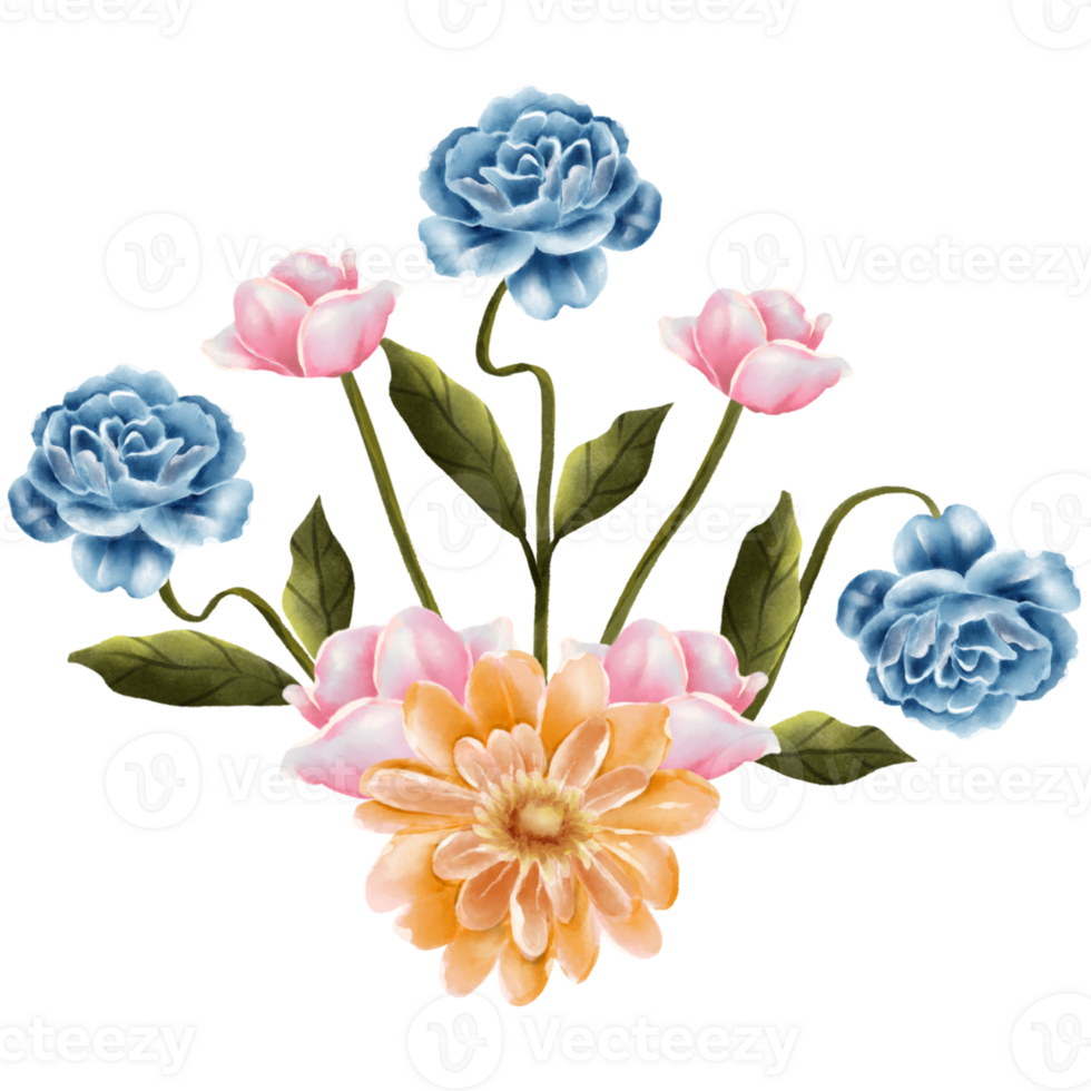AI generated a bouquet of flowers on a transparent background png