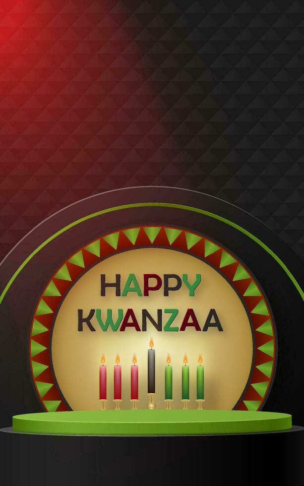 3d Round podium stage for Happy kwanzaa card vector