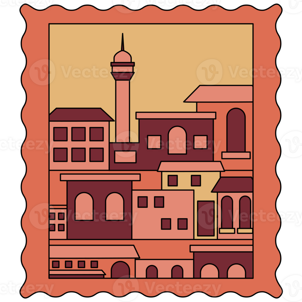 AI generated a city with a clock tower and buildings in the background png