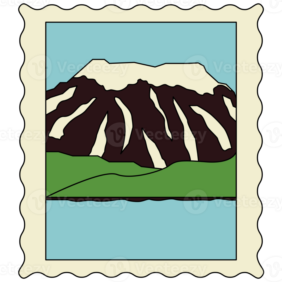 AI generated a postage stamp with a mountain in the background png