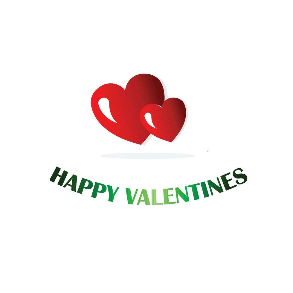 Free vector valentine wishing card design with Double red hearts on white background