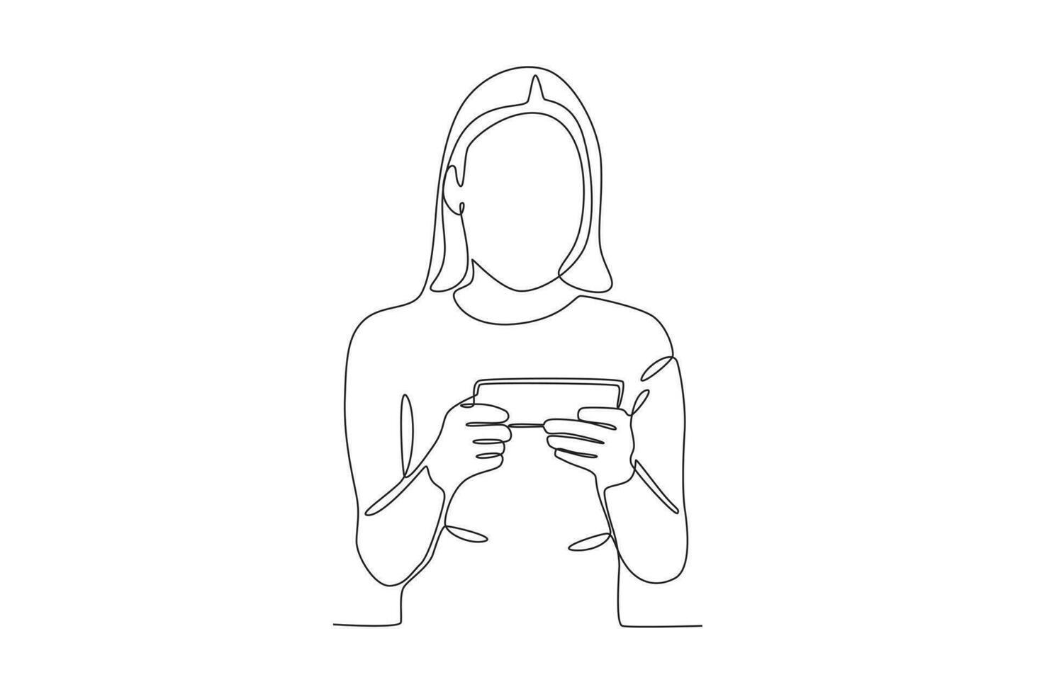 A woman is addicted to using the internet vector