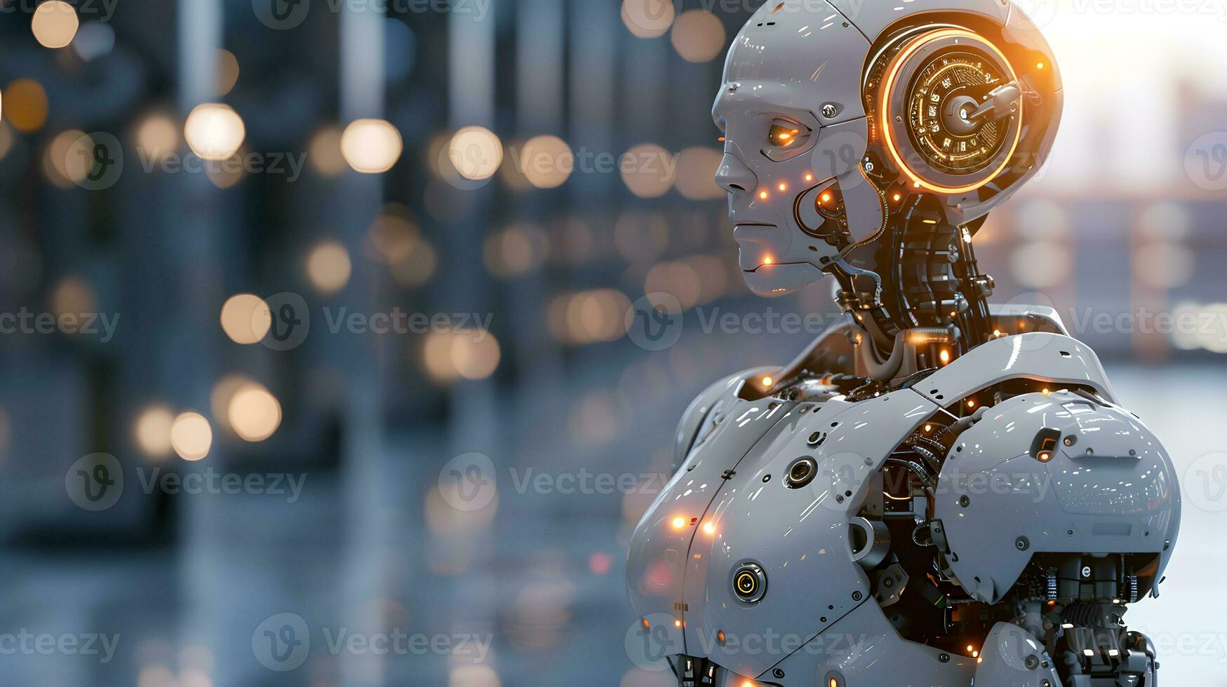 AI generated Futuristic robot with artificial intelligence. photo