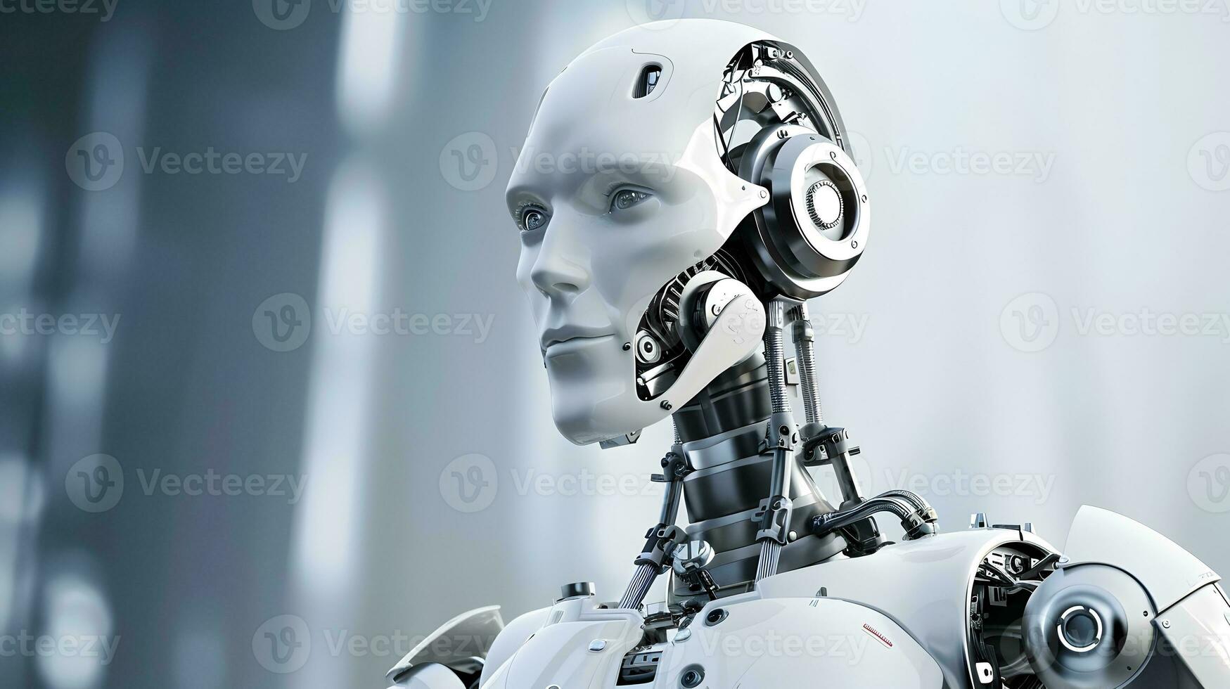 AI generated Futuristic robot with artificial intelligence. photo