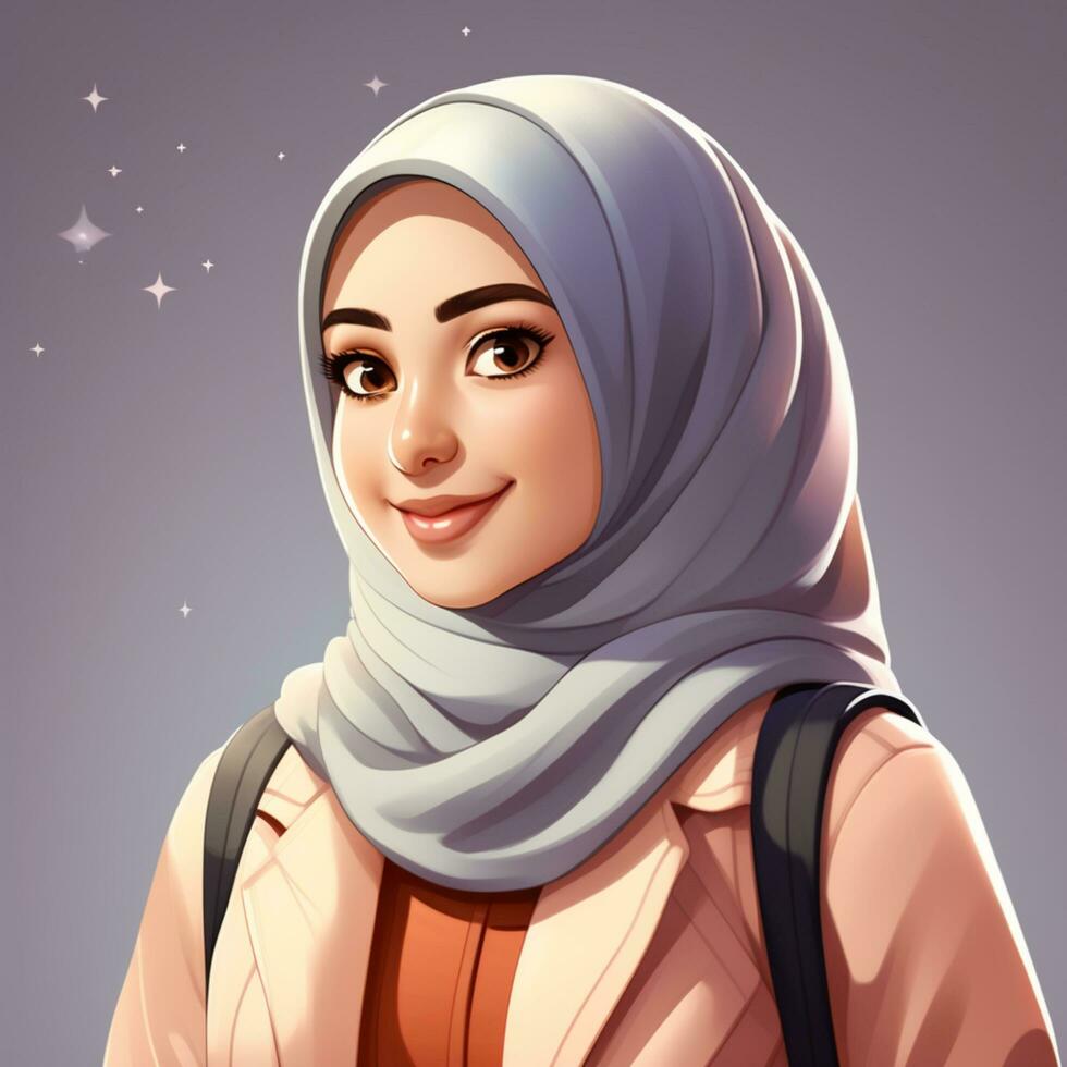 AI generated illustration of the character of a Muslim student photo