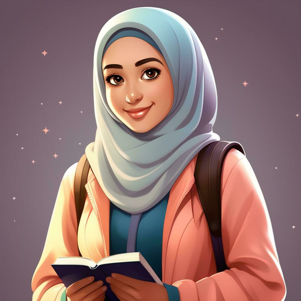 AI generated illustration of the character of a Muslim student photo
