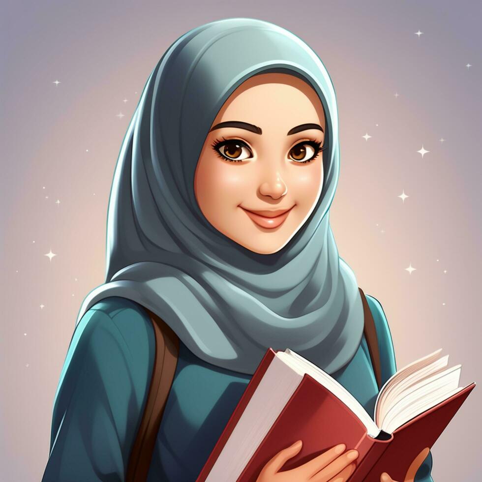 AI generated illustration of the character of a Muslim student photo