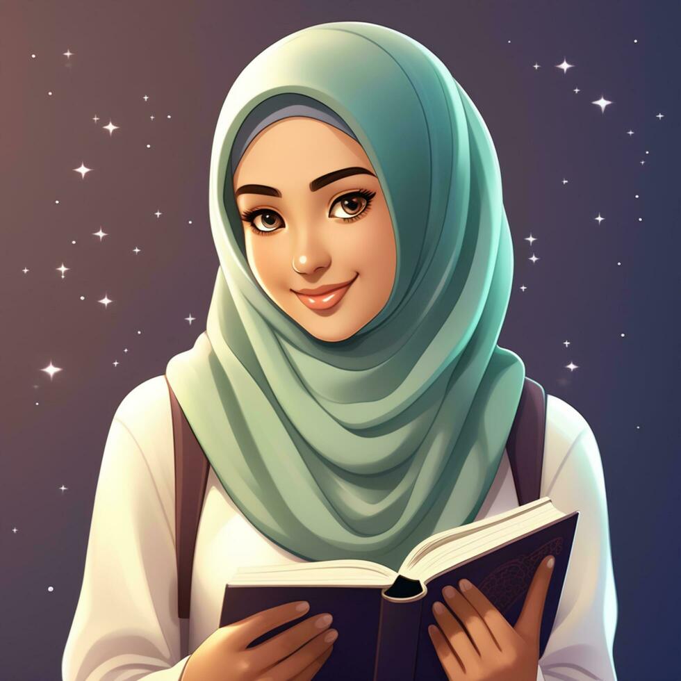 AI generated illustration of the character of a Muslim student photo