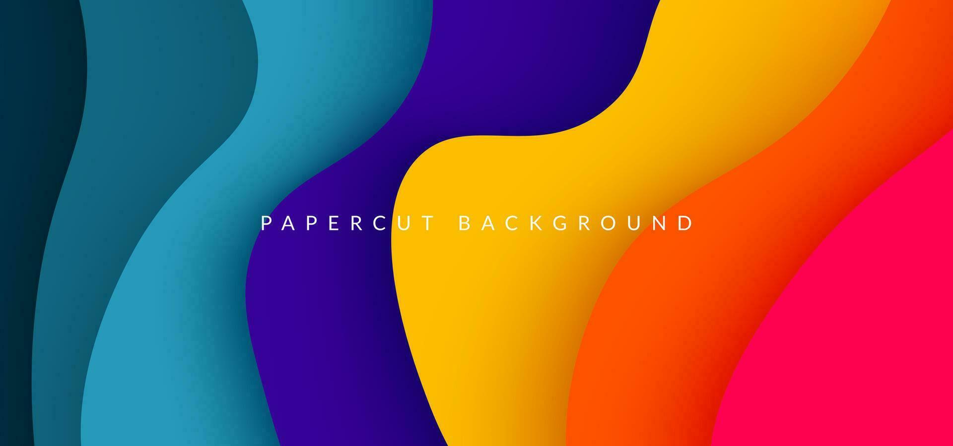 multi colored abstract red orange green purple yellow colorful wavy papercut overlap layers background. eps10 vector