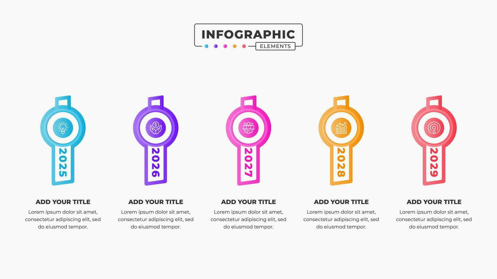 Vector presentation timeline infographic design template with 5 steps or options