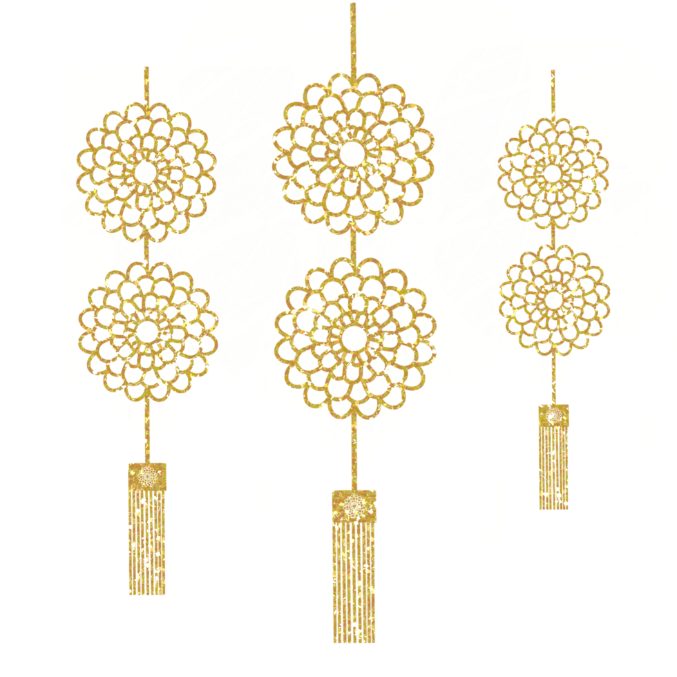 gold glitter Chinese lanterns flower. asian new year lamps. Chinese new year. Design for decorating,background, wallpaper, illustration png