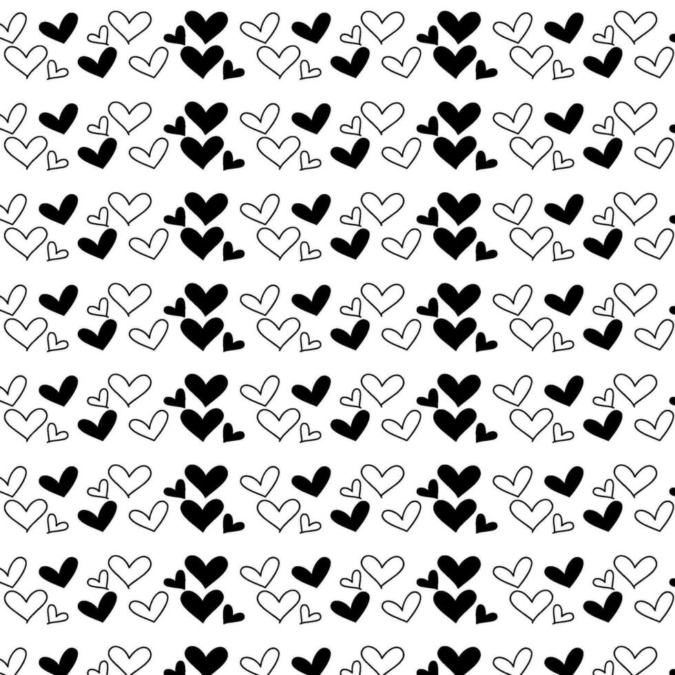 Black And White Hearts Pattern vector