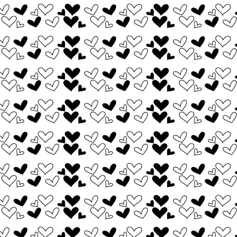 Black And White Hearts Pattern vector