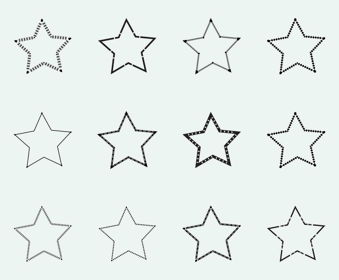 negro y blanco estrellas icono conjunto vector