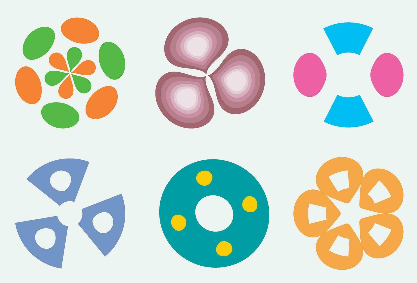 conjunto de vistoso círculos y diferente formas vector