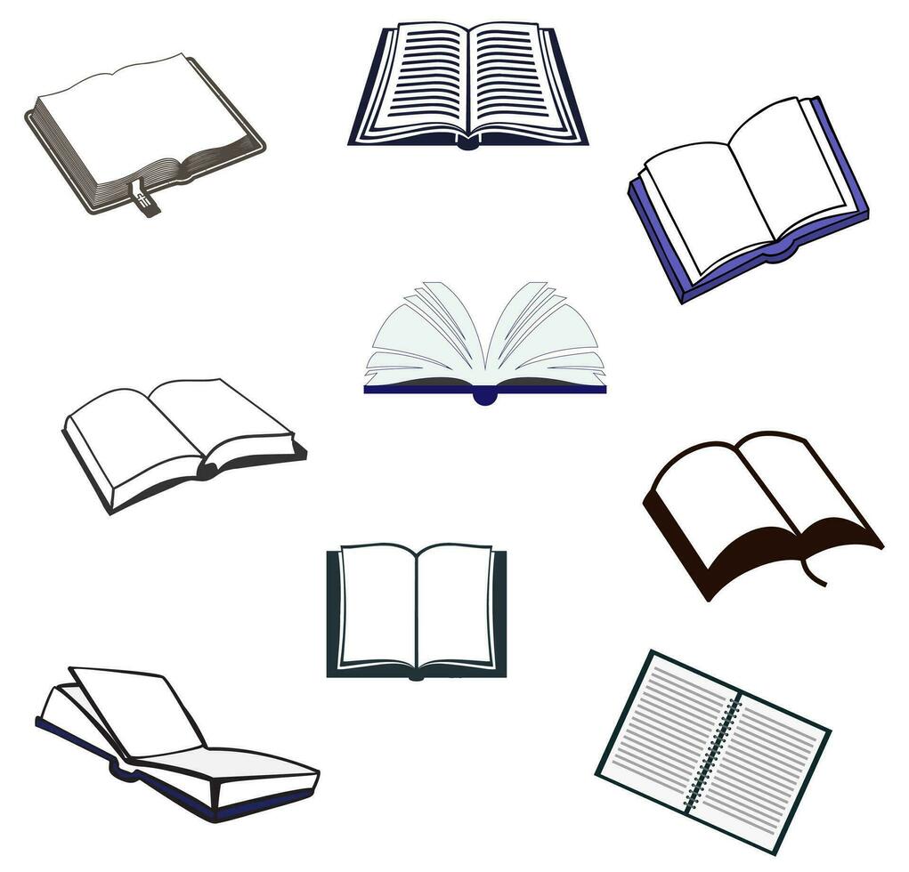Open Books Icons Set vector