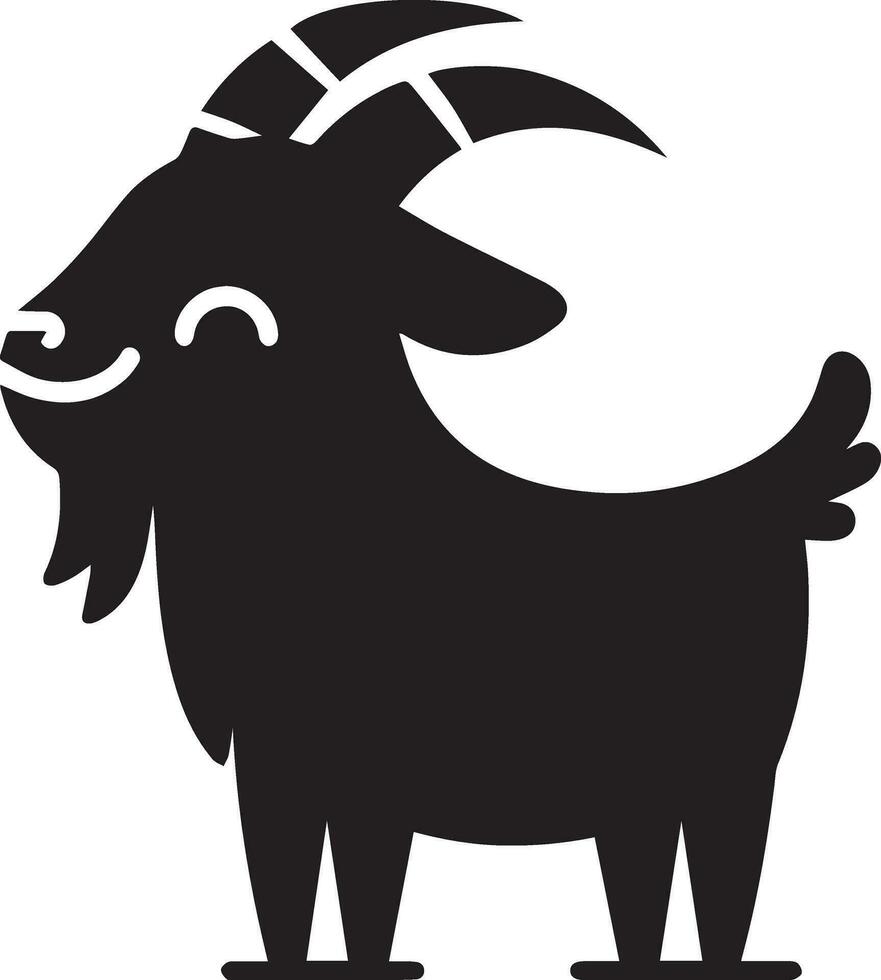 mínimo gracioso cabra personaje vector silueta, negro color silueta, blanco antecedentes 3