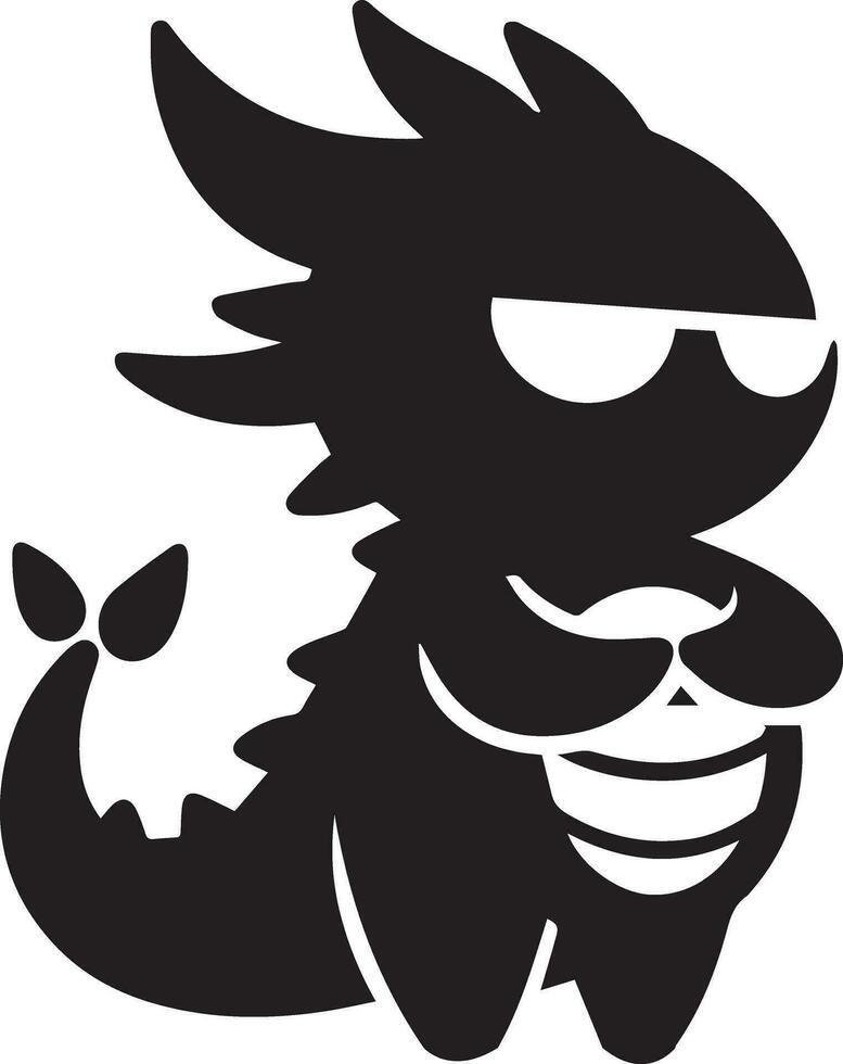 Minimal Funny Character, Dragon vector silhouette, black color silhouette, white background
