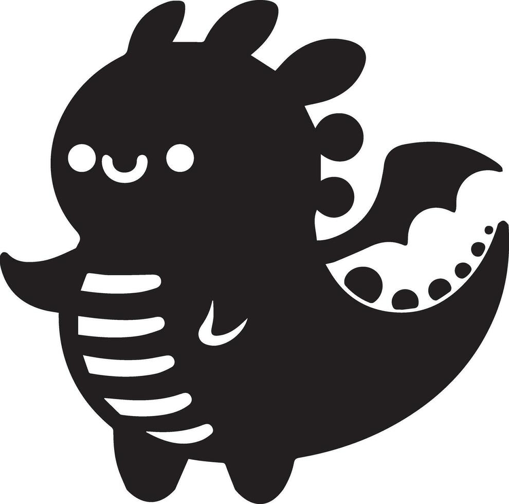 Minimal Funny Character, Dragon vector silhouette, black color silhouette, white background 15