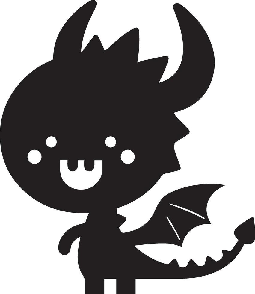 Minimal Funny Character, Dragon vector silhouette, black color silhouette, white background 7