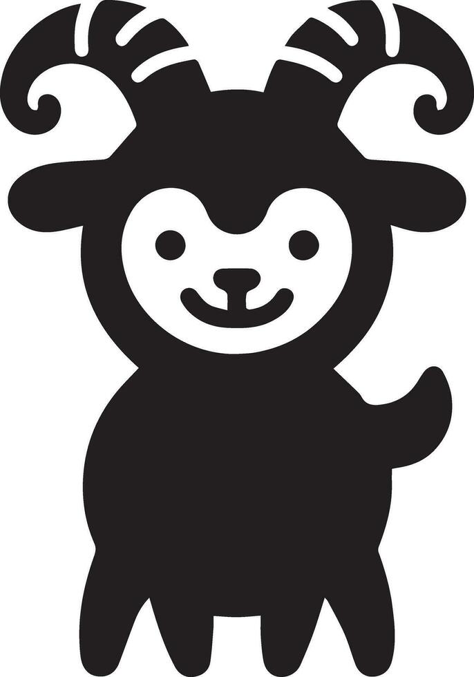 minimal funny goat character vector silhouette, black color silhouette, white background 19