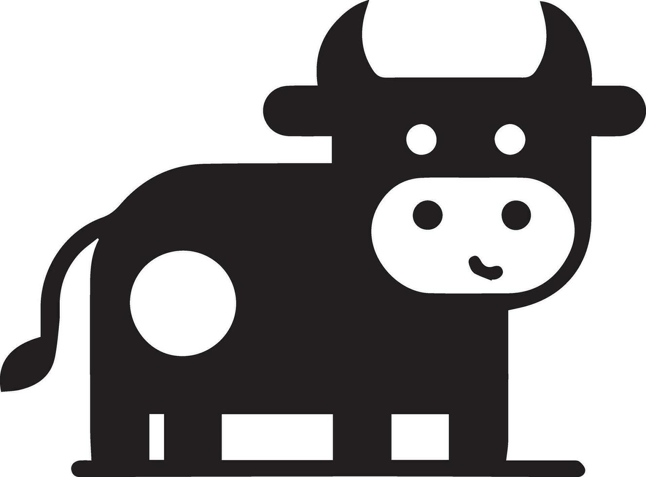 mínimo gracioso vaca plano personaje vector silueta, silueta, negro color, blanco antecedentes 9 9