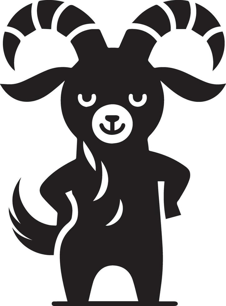 minimal funny goat character vector silhouette, black color silhouette, white background 6