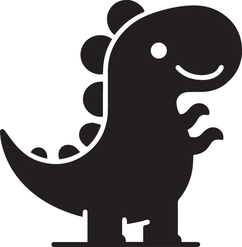 minimal Funny cartoon dinosaur vector silhouette, silhouette, black color, white background 10