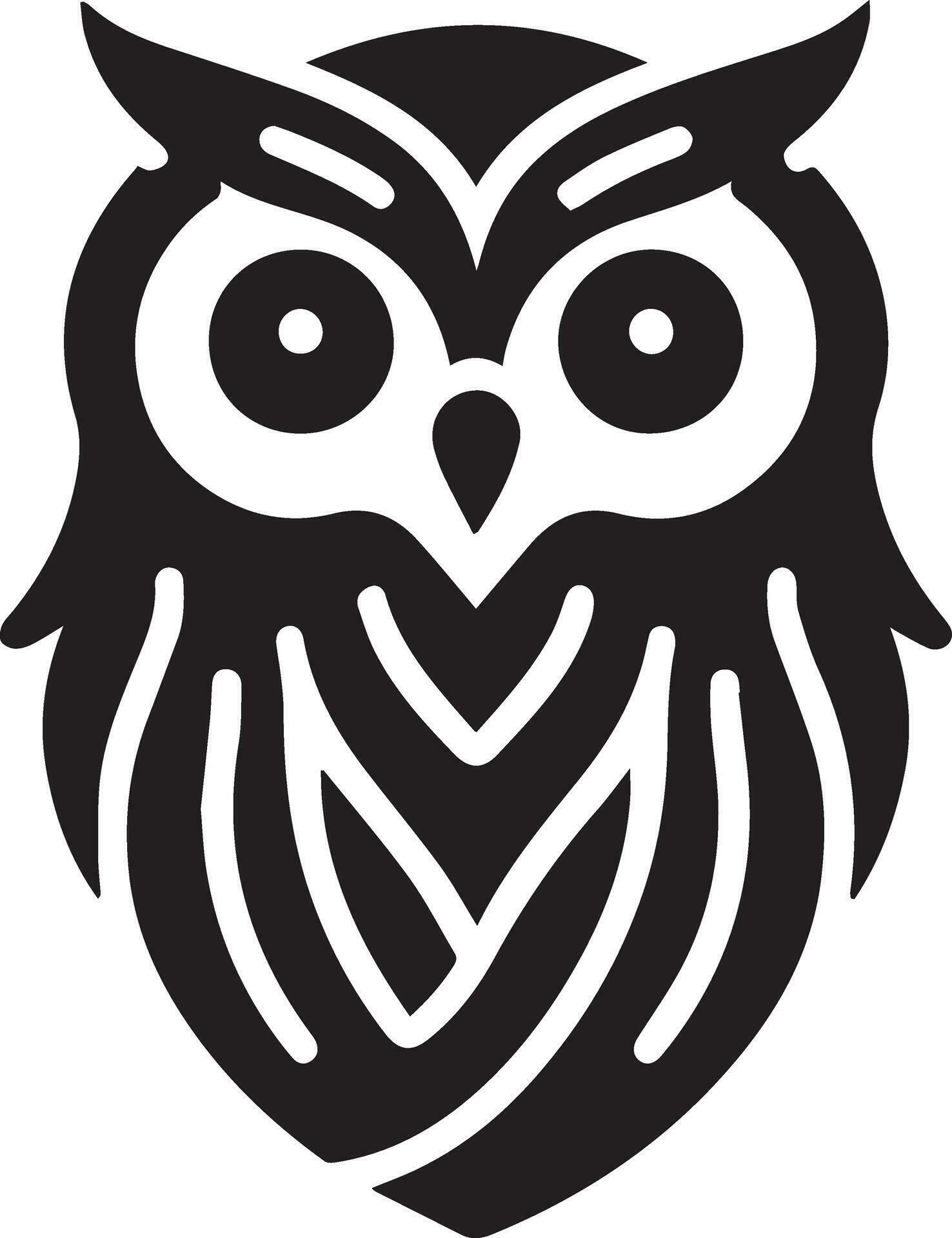 Owl Tattoo vector art illustration black color, Owl vector silhouette