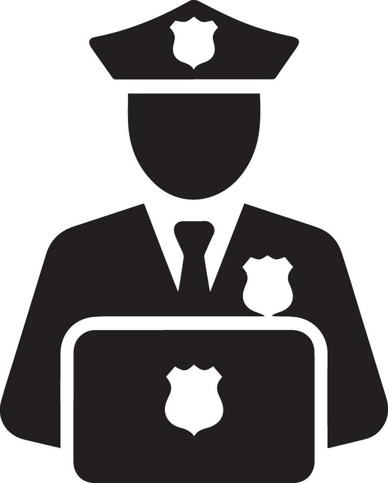 Minimal Police icon vector silhouette, white background, fill with black 20