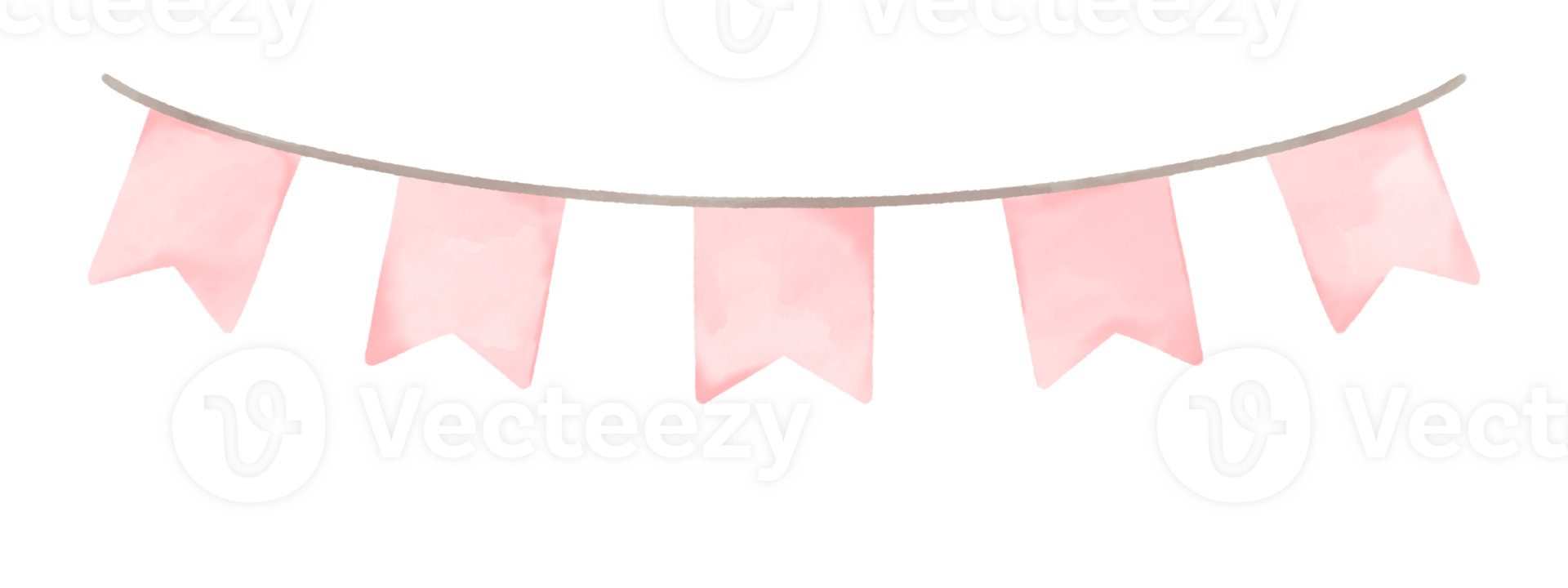 Cute pastel pink party bunting. Baby and kids party decoration. Water color illustration. png