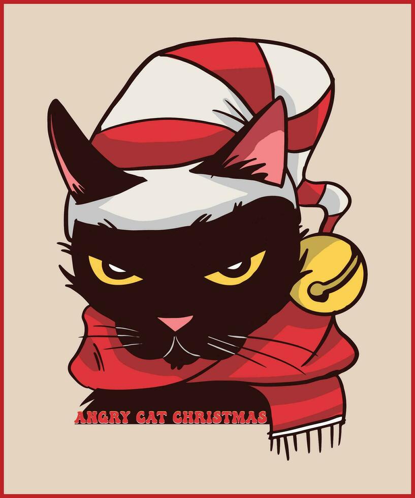 Angry Cat Christmas t-shirt vector