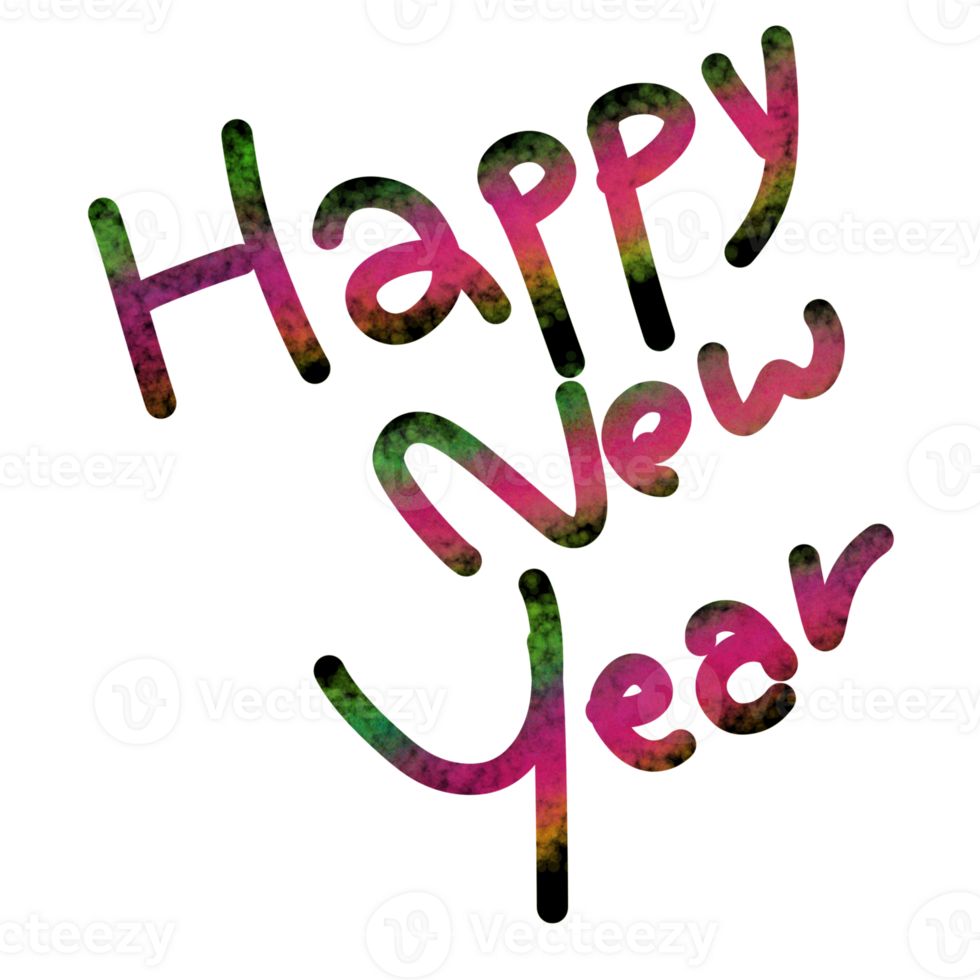 Happy new year colorful hand drawing png