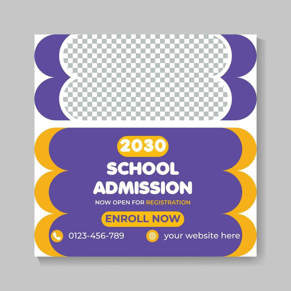 Modern school admission education social media post design creative back to school web banner template vector