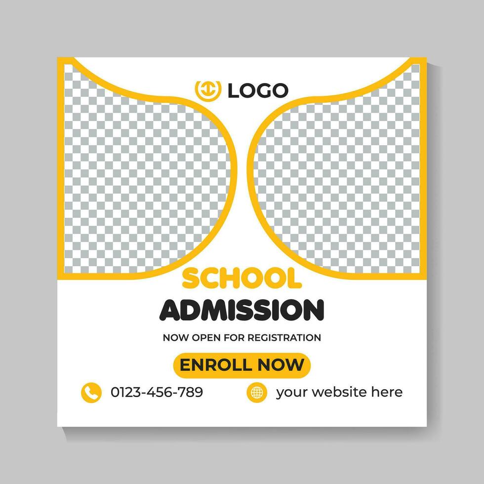School admission education social media post design modern back to school web banner template vector
