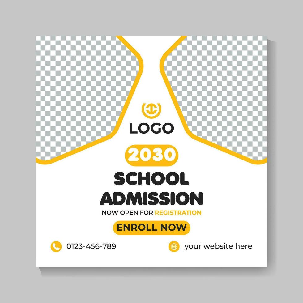 Modern school admission education social media post design creative back to school web banner template vector