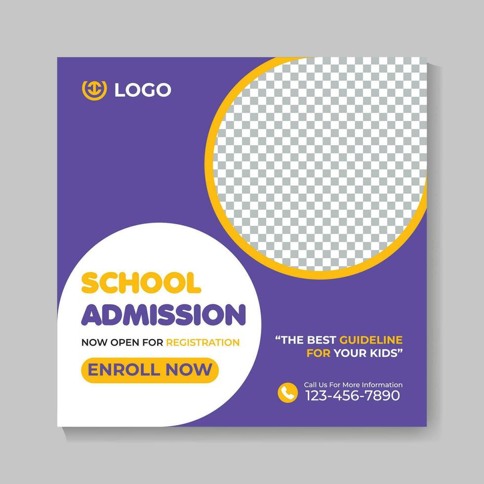 Creative school admission education social media post design modern back to school web banner template vector