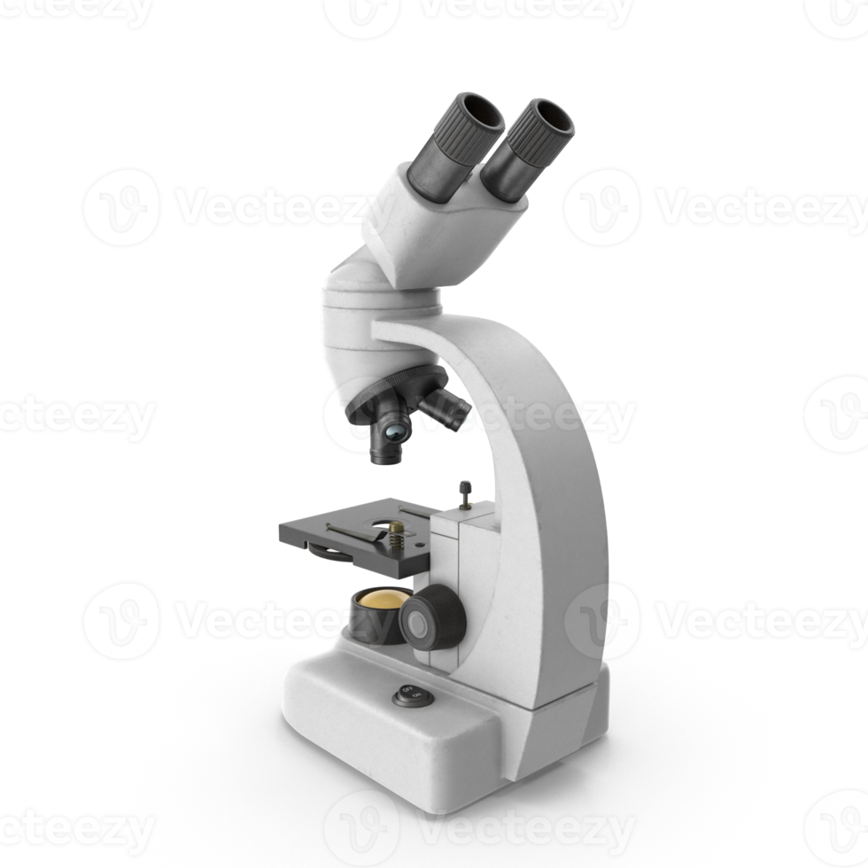Realistic microscope. 3d chemistry, pharmaceutical instruments, microbiology magnifying tool