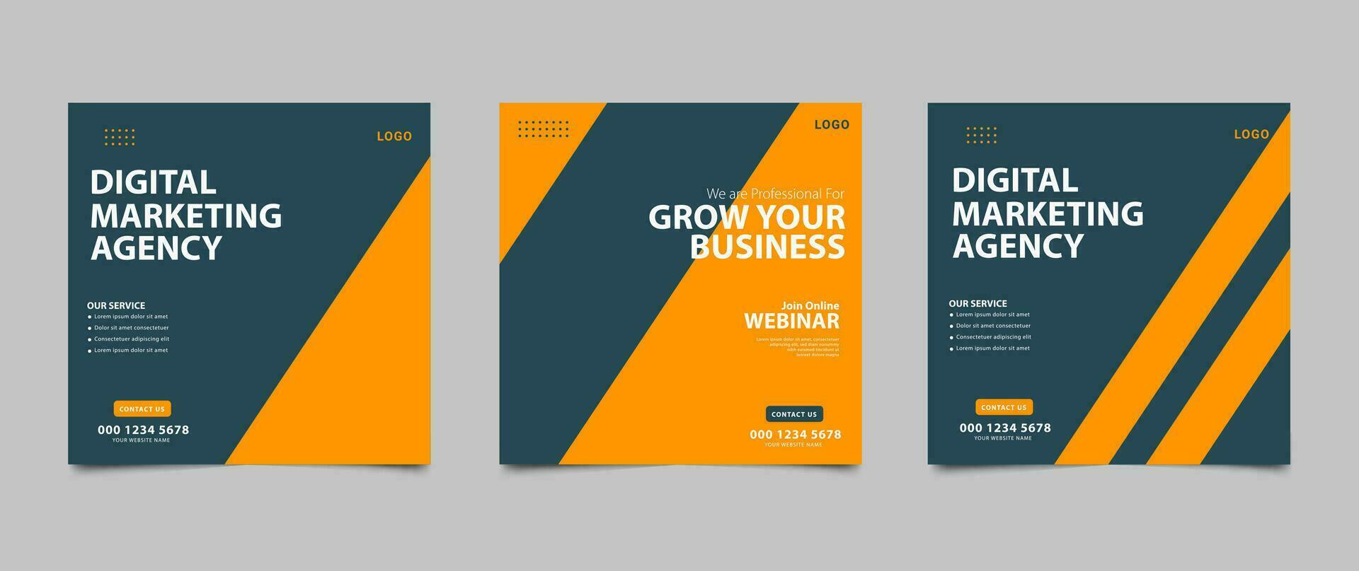 Digital marketing agency business social media post template. Modern square banner design for business promotion. Illustration vector