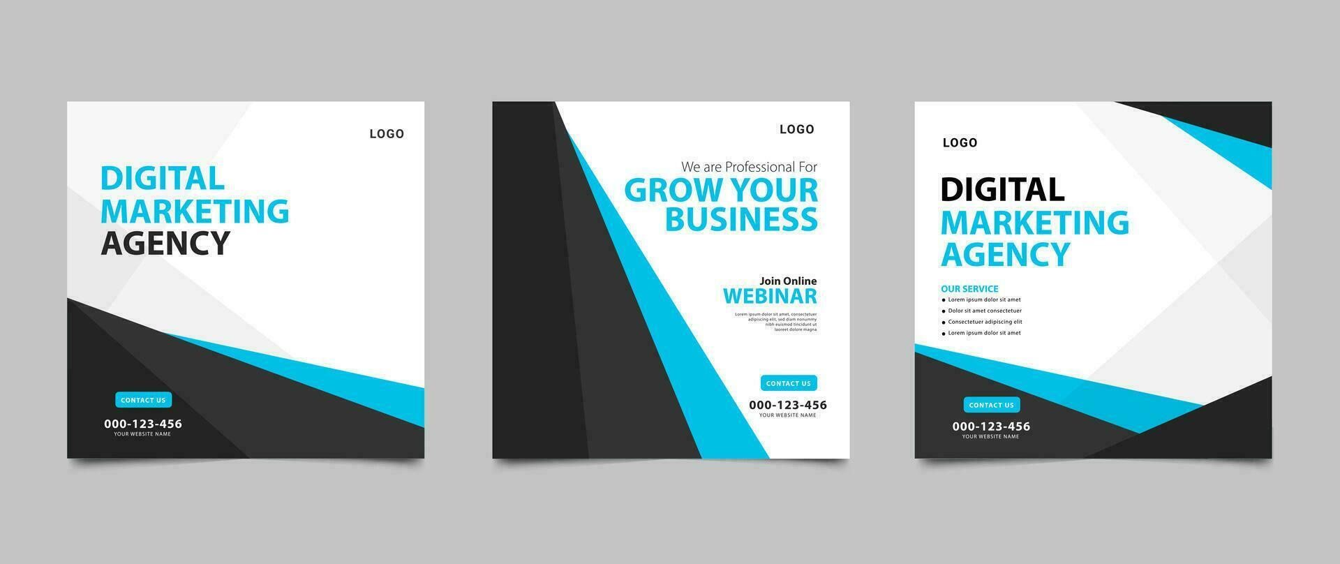 Digital marketing agency banner template for social media posts. Modern square banner design for business promotion. Illustration vector