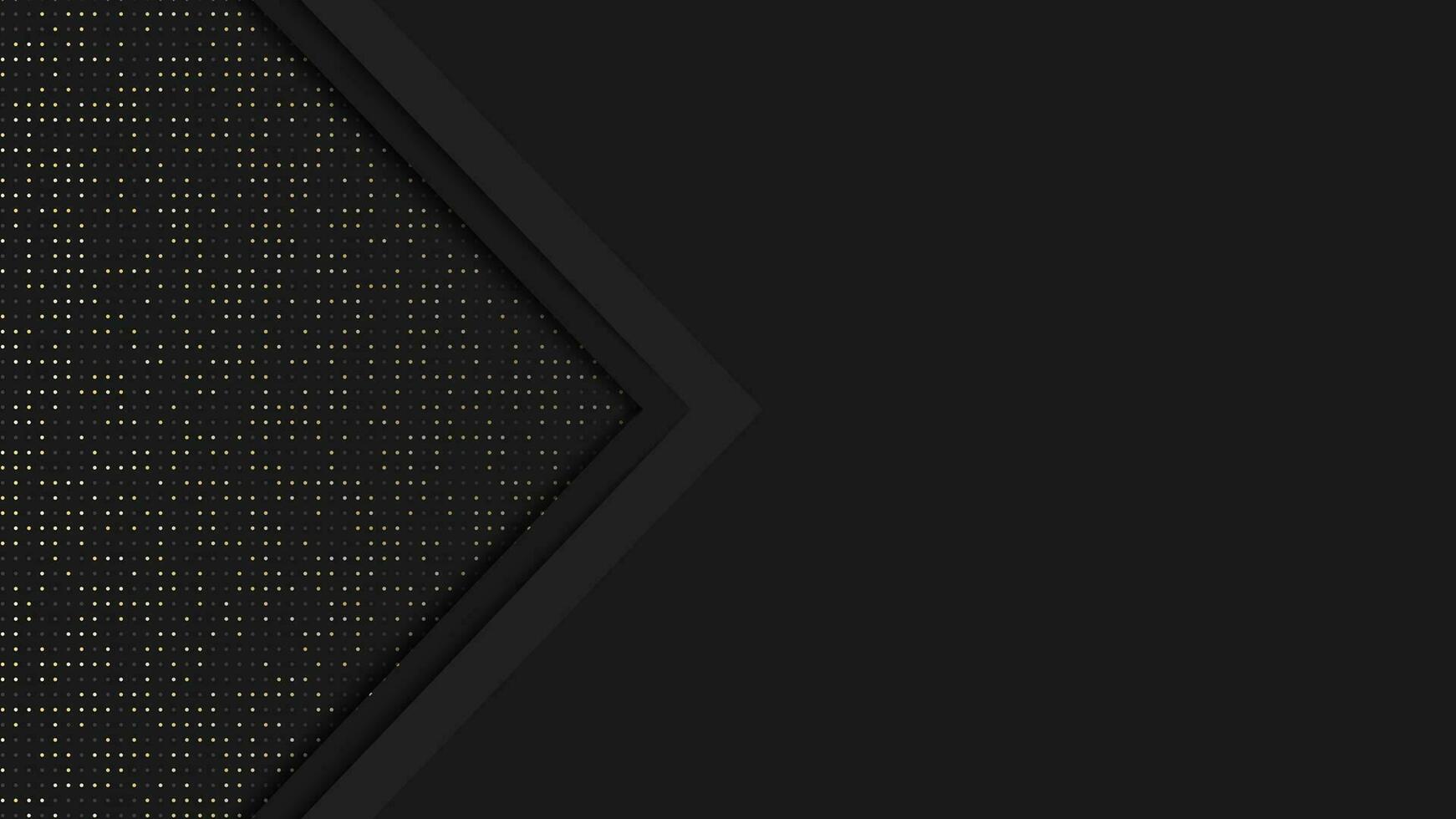 Abstract black geometric background design. Modern dark banner graphic with glitter dots overlay. Vector illustration