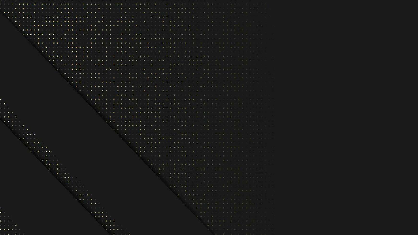 Abstract black geometric background design. Modern dark banner graphic with glitter dots overlay. Vector illustration