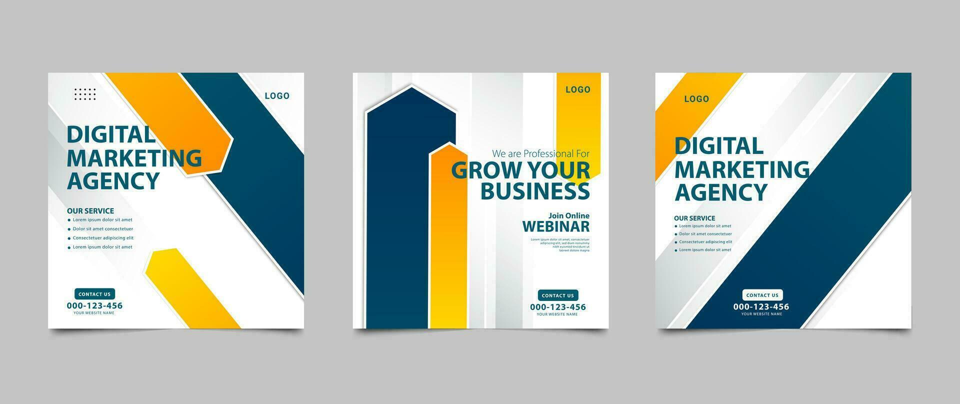 Digital marketing agency banner template for social media posts. Modern square banner design for business promotion. Illustration vector